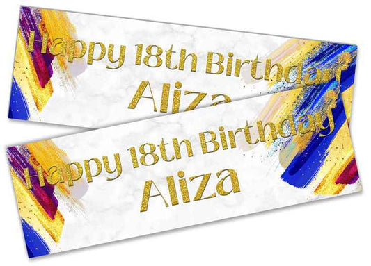 Personalised Birthday Banners Floral Design Kids adult Party Decoration 176