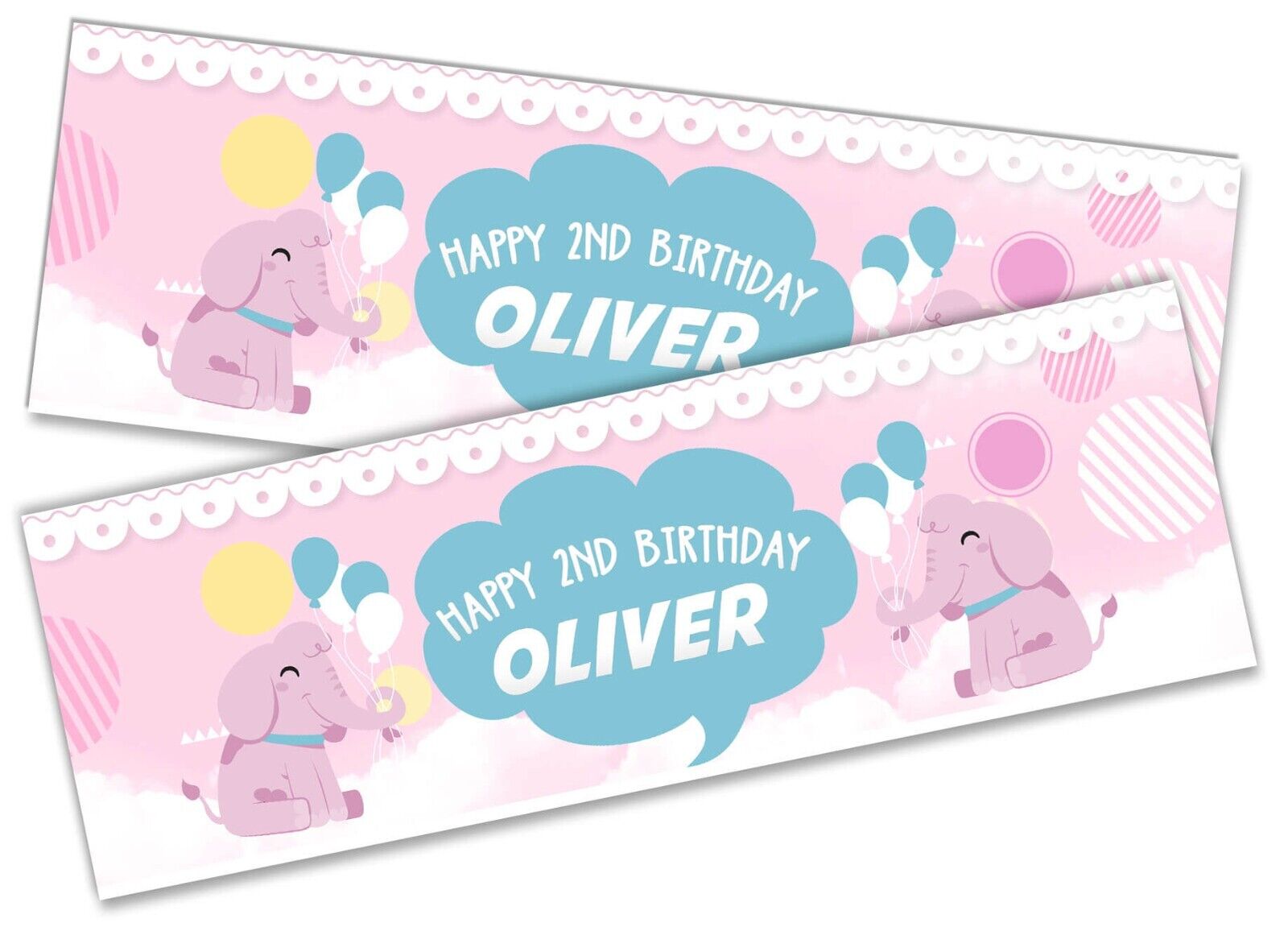 Personalised Birthday Banners Elephant Design Children Kids Party Decoration 93