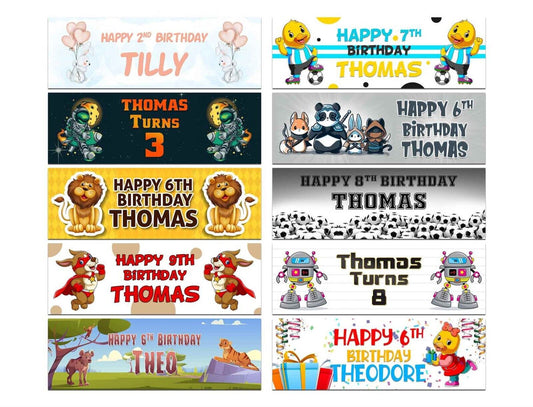Personalised Birthday Banners Generic Design Children Kids Party Decoration 209