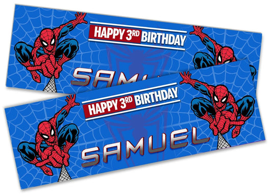x2 Personalised Birthday Banner Spiderman Children Party Decoration Poster 6