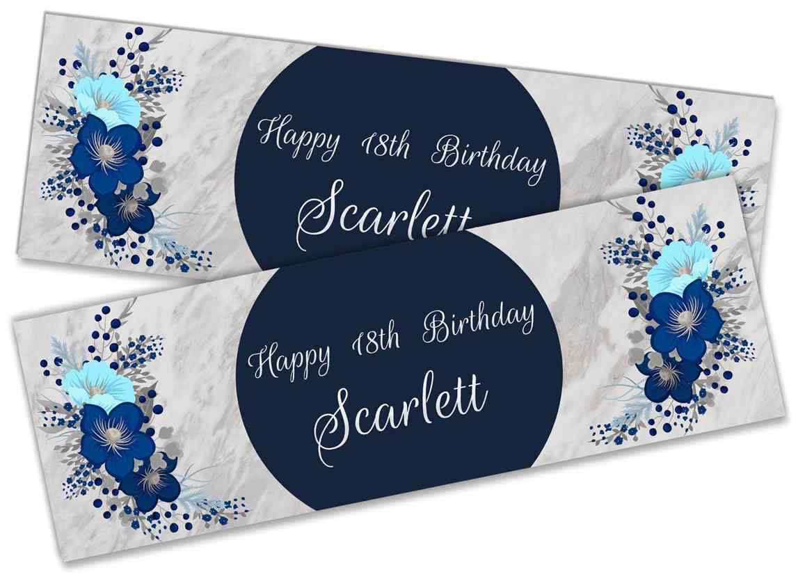 Personalised Birthday Banners Floral Design Kids adult Party Decoration 86