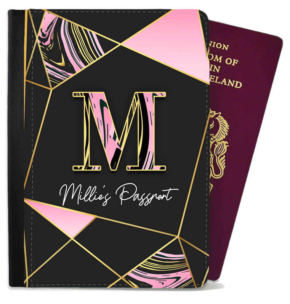 Personalised Marble Children Passport Cover Holder Any Name Holiday 14