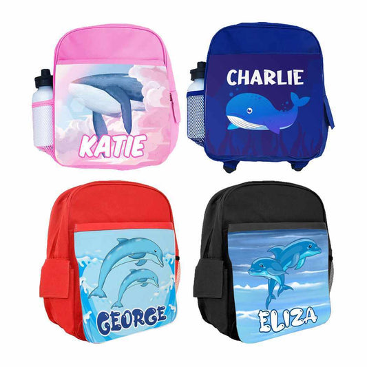 Personalised Kids Backpack Any Name Fish Design Boys Girls Children School Bag 1