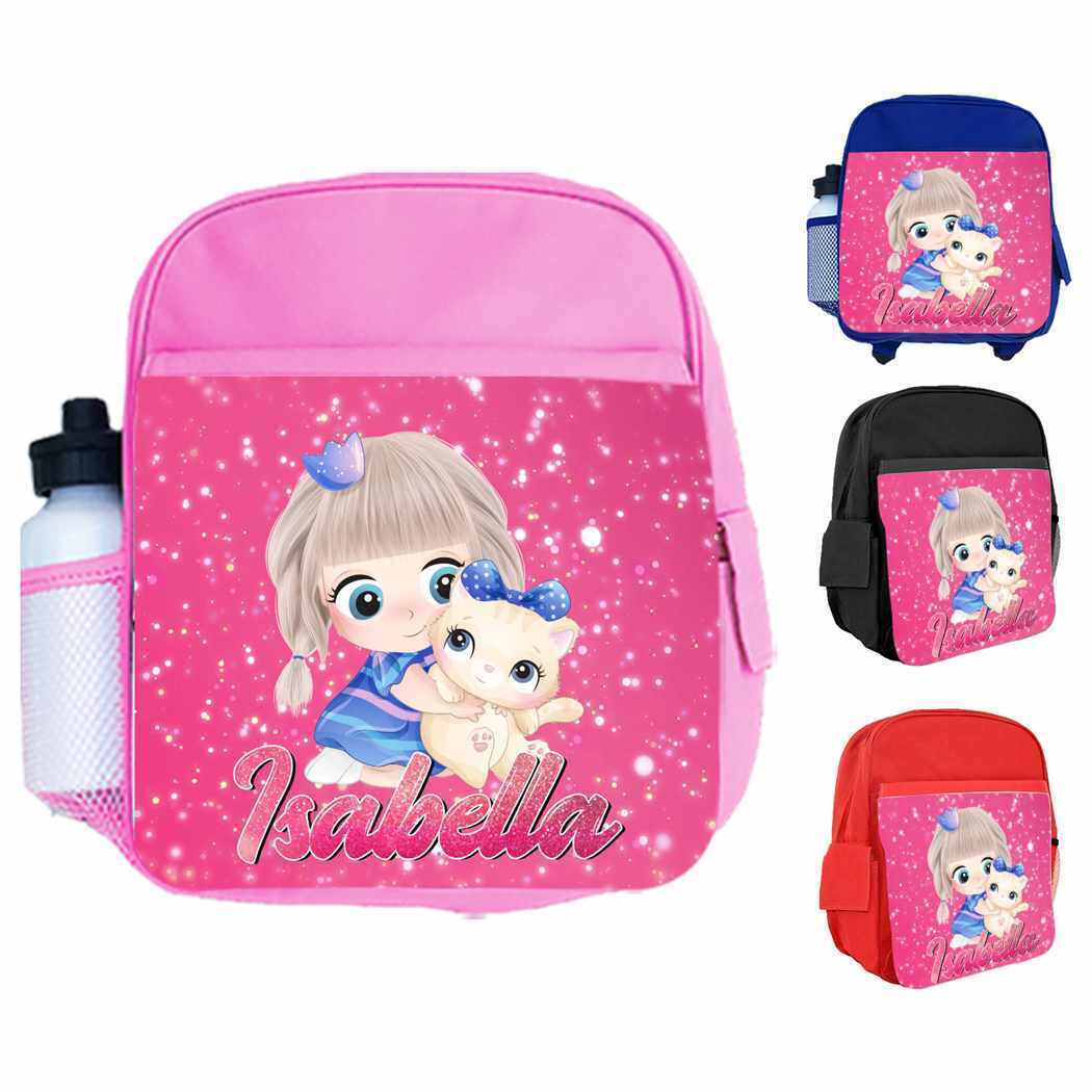 Personalised Kids Backpack Any Name Princess Design Boys Girls kid School Bag 34