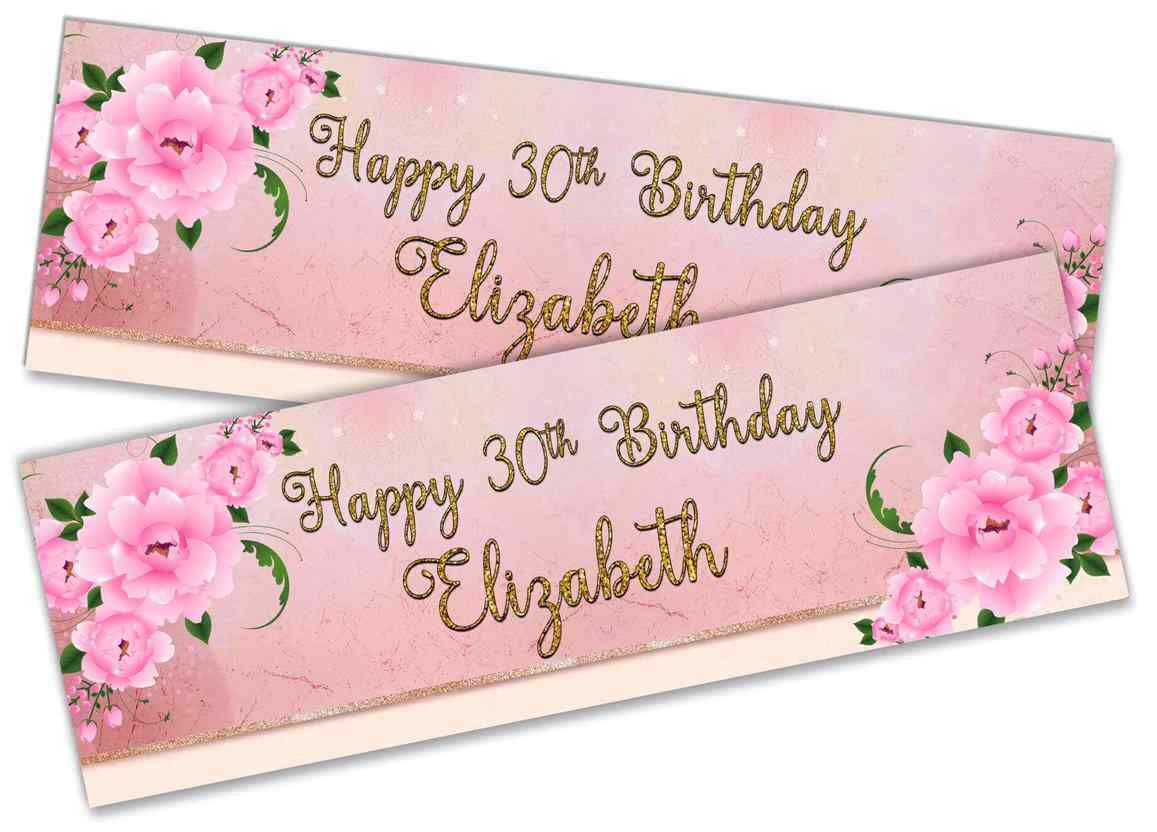 Personalised Birthday Banners Floral Design Kids adult Party Decoration 86