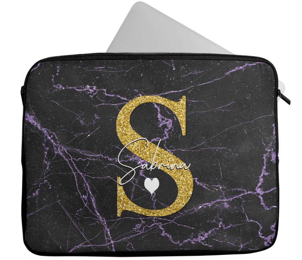 Personalised Any Name Marble Design Laptop Case Sleeve Tablet Bag 98