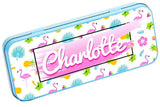 Personalised Any Name Flamingo Pencil Case Tin Children School Kid Stationary 17