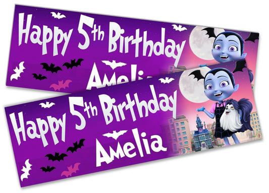 x2 Personalised Birthday Banner Vampirina Children Kids Party Decoration 4