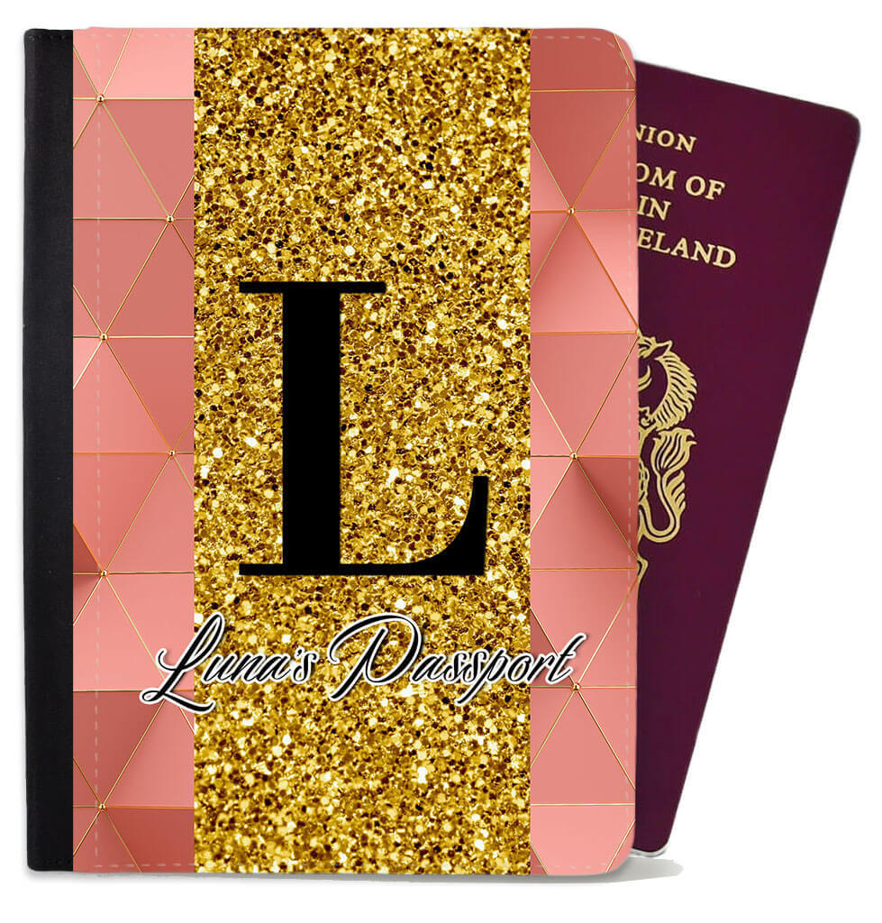 Personalised Glitter kids Passport Cover Holder Any Name Holiday Accessory 20