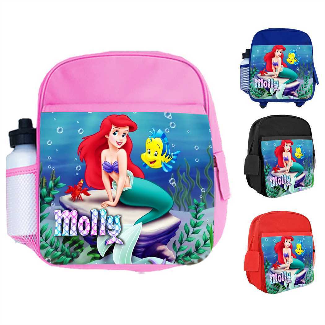 Personalised Kids Backpack Any Name Mermaid Design Boys Girls kid School Bag 25