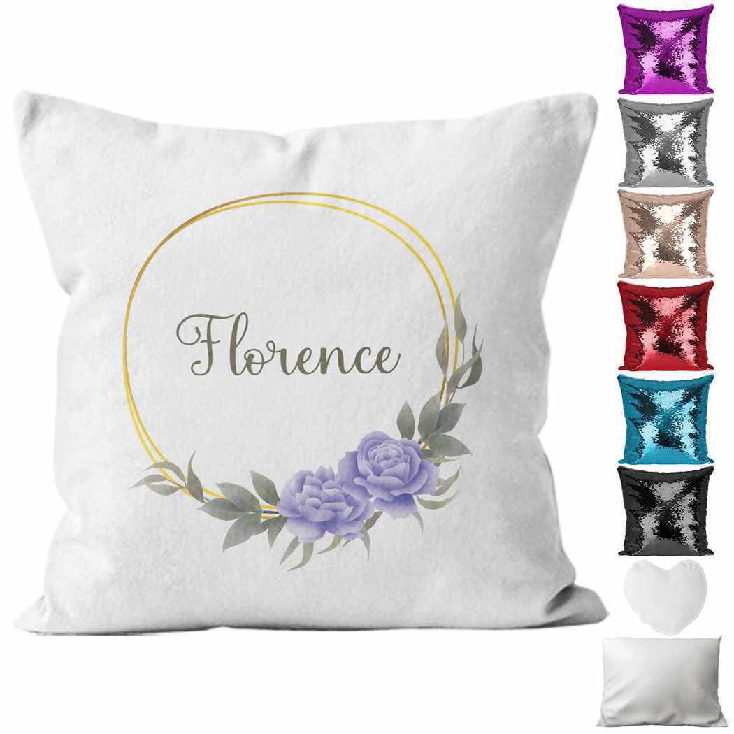 Personalised Cushion Floral Sequin Cushion Pillow Printed Birthday Gift 47