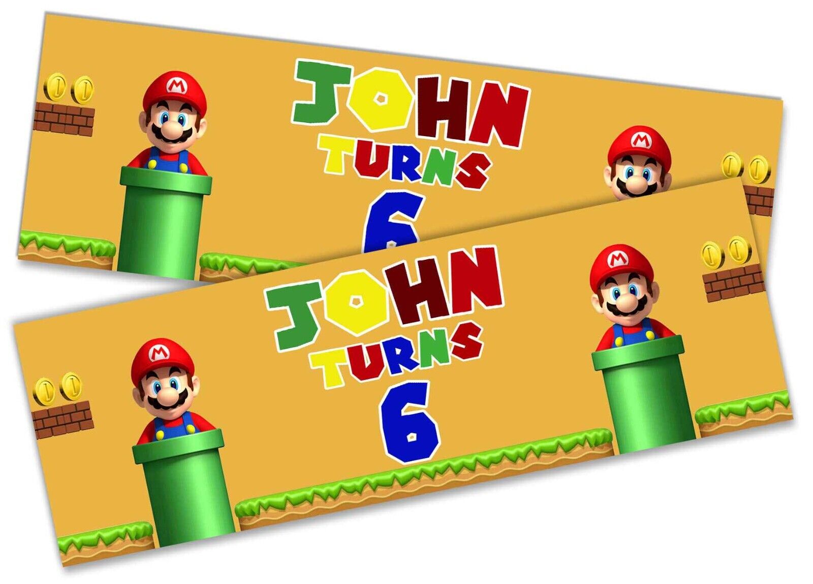 Personalised Birthday Banners Mario Design Children Kids Party Decoration 4