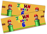 Personalised Birthday Banners Mario Design Children Kids Party Decoration 4