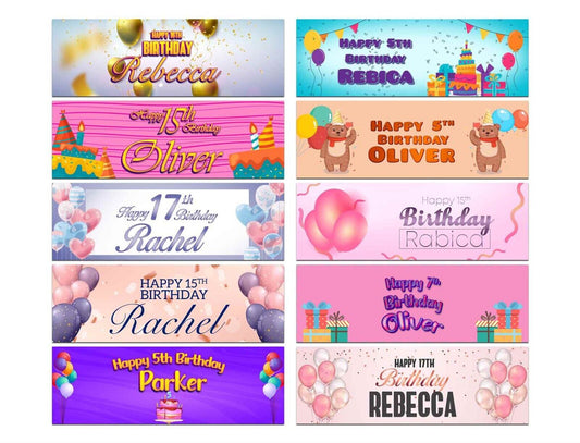 Personalised Birthday Banners Generic Design Children Kids Party Decoration 224