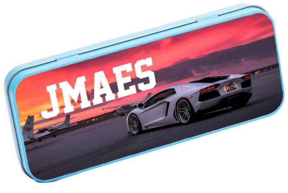 Personalised Any Name Car Pencil Case Tin Children School Kids Stationary 3