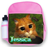 Personalised Kids Backpack Any Name Puss In Boots Girl Childrens School Bag