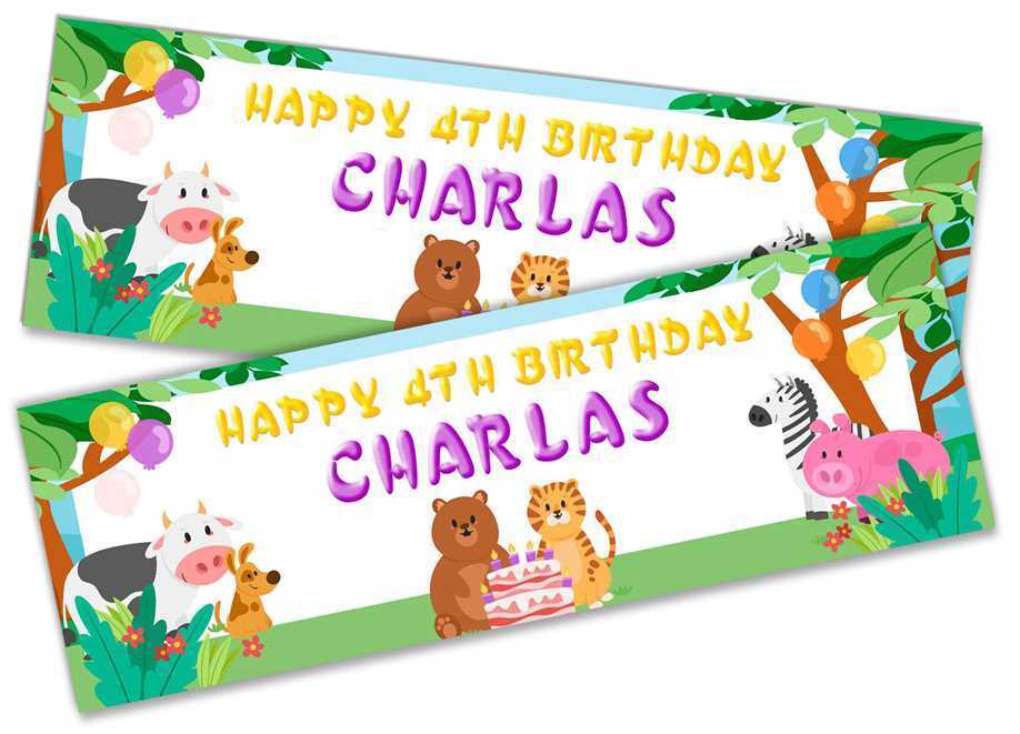 Personalised Birthday Banners Jungle Design Children Kids Party Decoration 51