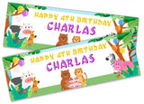 Personalised Birthday Banners Jungle Design Children Kids Party Decoration 51