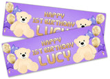 Personalised Birthday Banners Teddy Design Children Kids Party Decoration 114