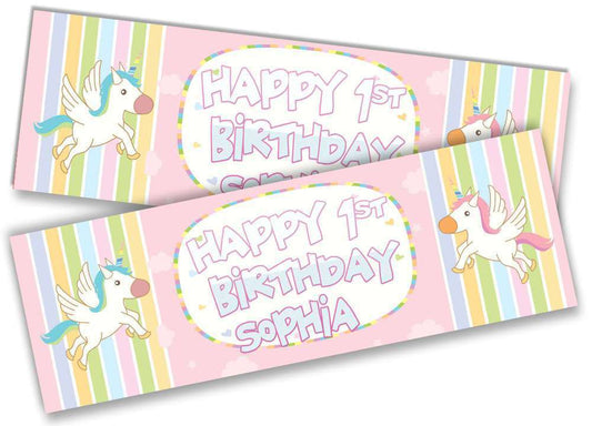 Personalised Birthday Banners Unicorn Design Children Kids Party Decoration 22