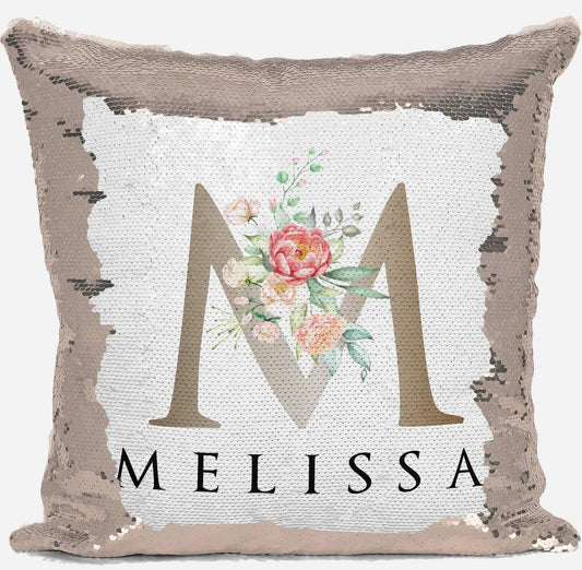 Personalised Floral Any Name Magic Reveal Gold Sequin Cushion Cover Gift 8