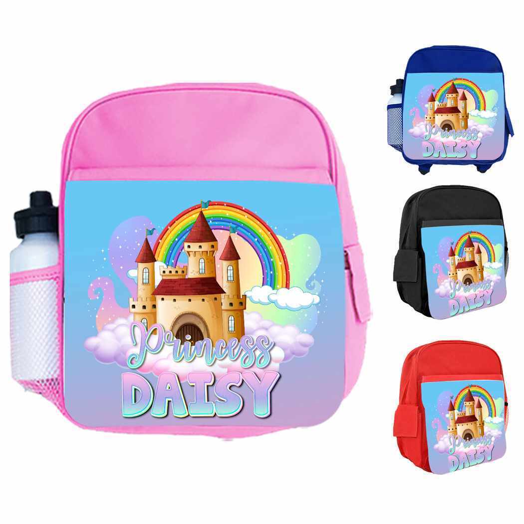 Personalised Kids Backpack Any Name Princess Design Boys Girls kid School Bag 33