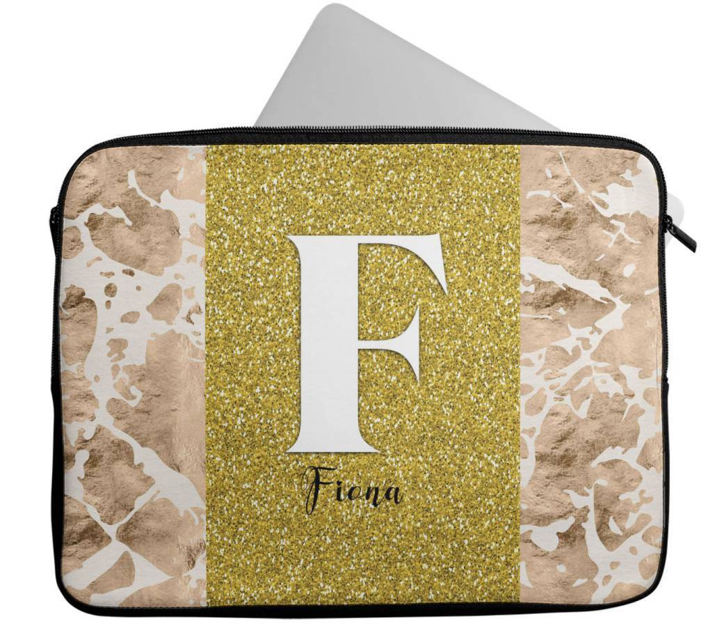 Personalised Any Name Marble Glitter Design Laptop Case Sleeve Tablet Bag 100