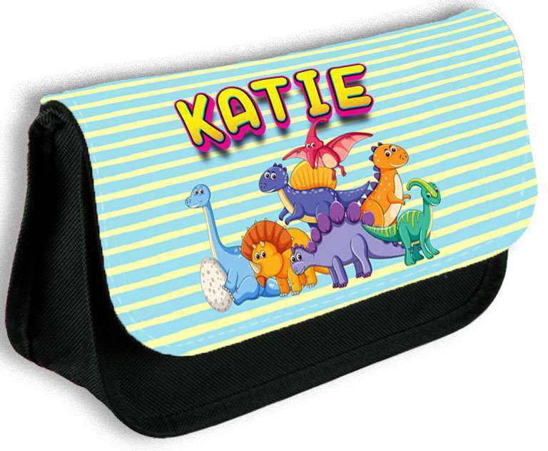 Personalised Pencil Case Dinosaur Girls Boys Stationary Kids School Bag 1