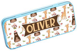 Personalised Any Name Animal Pencil Case Tin Children School Kids Stationary 4