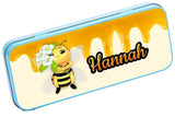 Personalised Any Name Bee Pencil Case Tin Children School Kids Stationary 16