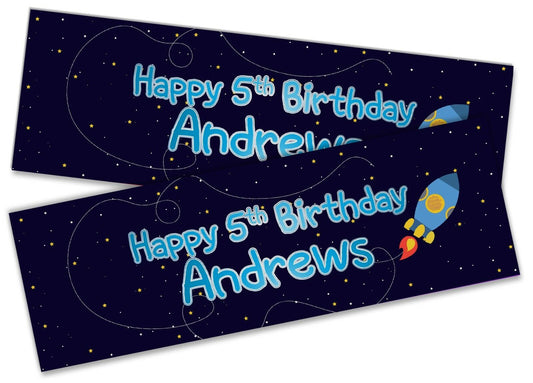 x2 Personalised Birthday Banner Space Children Kids Party Decoration 4