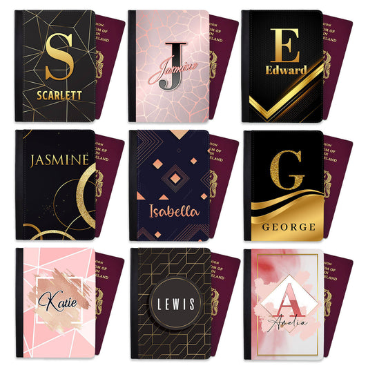 Personalised Abstract Children Passport Cover Holder Any Name Holiday 16