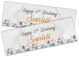 Personalised Birthday Banners Floral Design Kids adult Party Decoration 101