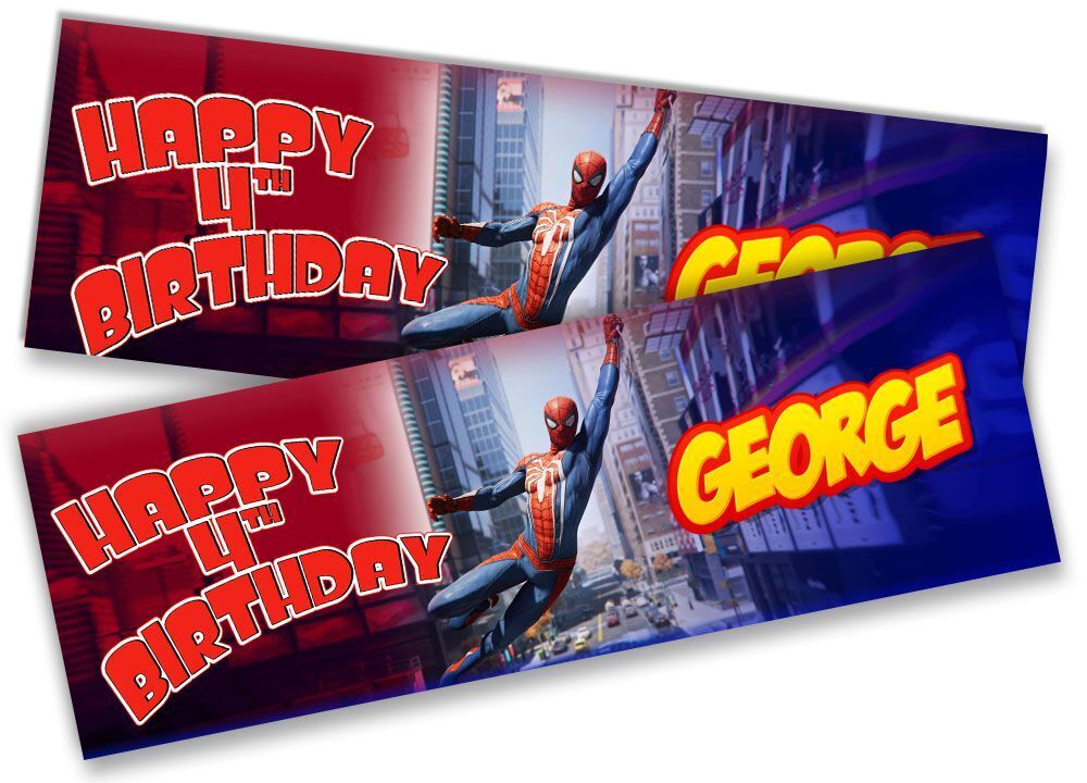 Personalised Birthday Banners Super Hero Design Children Kid Party Decoration 66