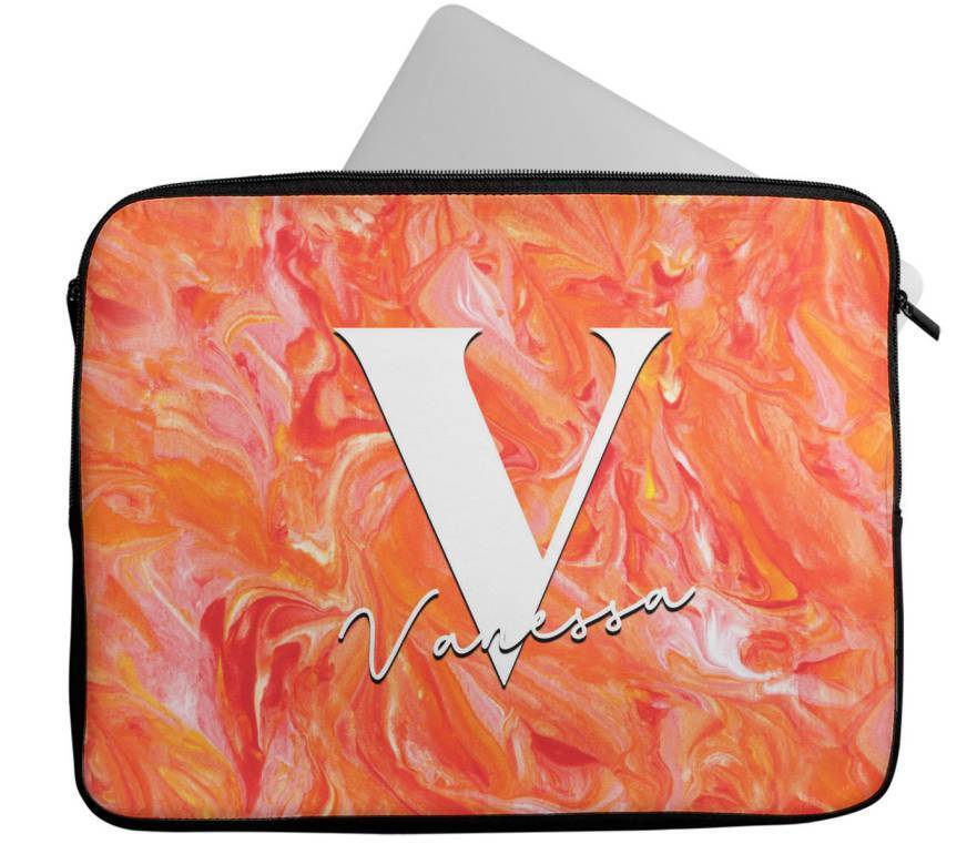 Personalised Any Name Marble Design Laptop Case Sleeve Tablet Bag 105