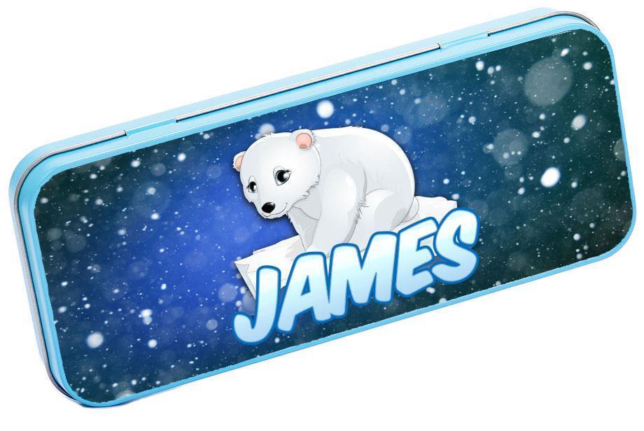 Personalised Any Name Animal Pencil Case Tin Children School Kids Stationary 8