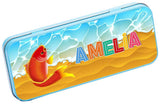 Personalised Any Name Animal Pencil Case Tin Children School Kids Stationary 19