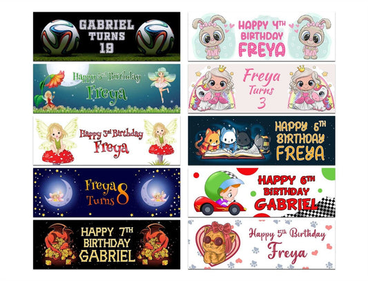 Personalised Birthday Banners Generic Design Children Kids Party Decoration 193