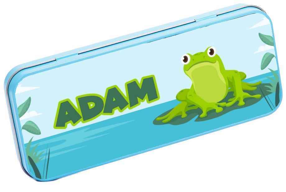 Personalised Any Name Animal Pencil Case Tin Children School Kids Stationary 5