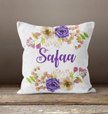 Personalised Any Name Floral Purple Cushion Pillow Custom Printed Birthday Gift1