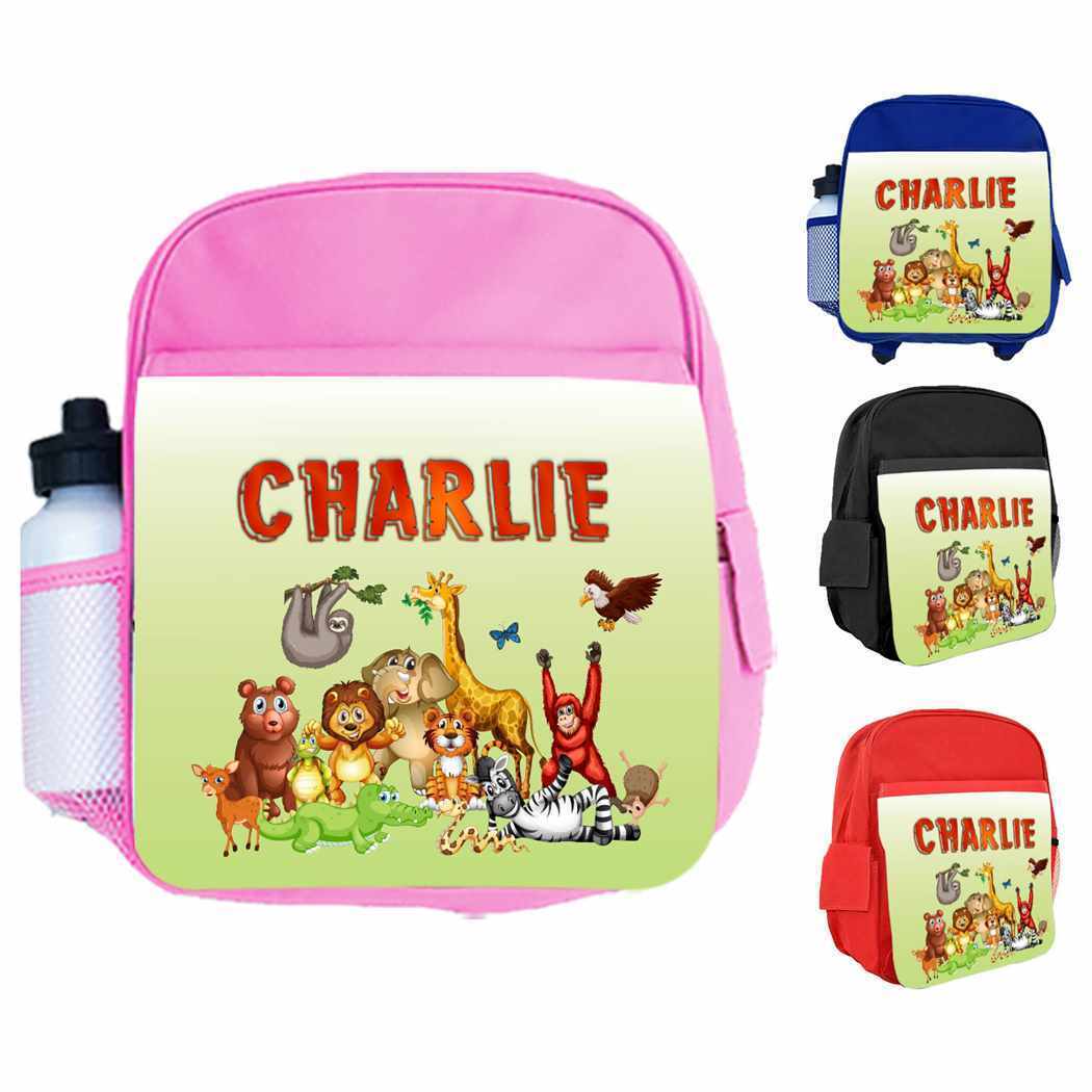 Personalised Kids Backpack Any Name Animal Design Boys Girls kid School Bag 36