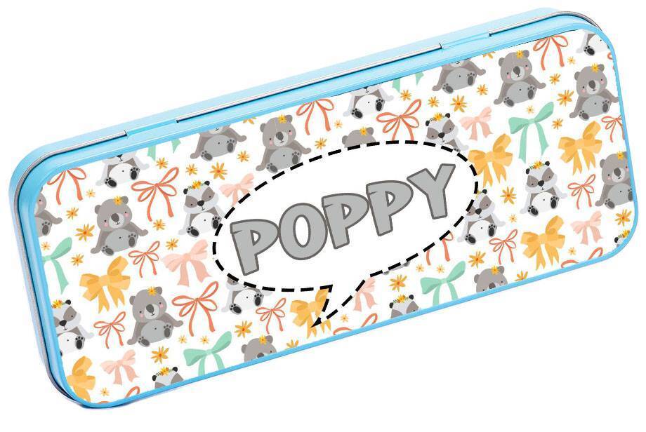 Personalised Any Name Generic Pencil Case Tin Children School Kids Stationary 30