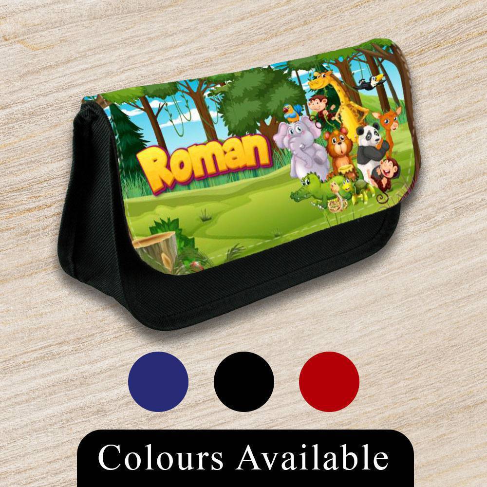 Personalised Pencil Case Animal Girls Boys Stationary Kids School Bag 13