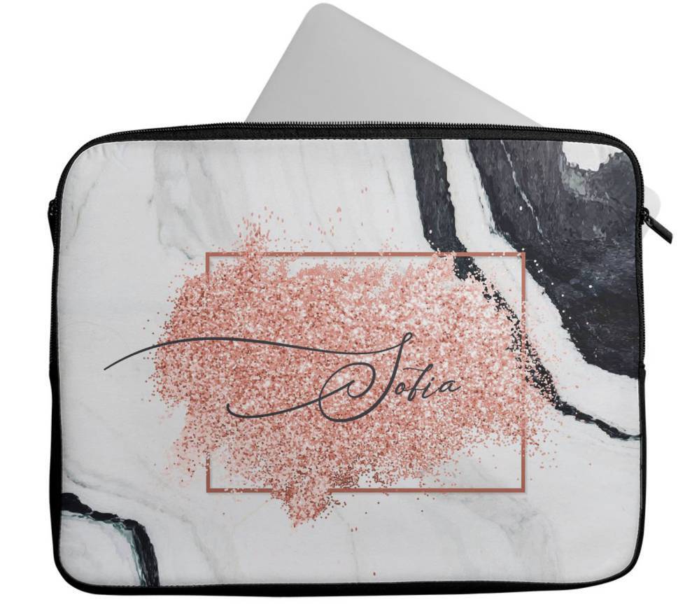 Personalised Any Name Marble Design Laptop Case Sleeve Tablet Bag 102