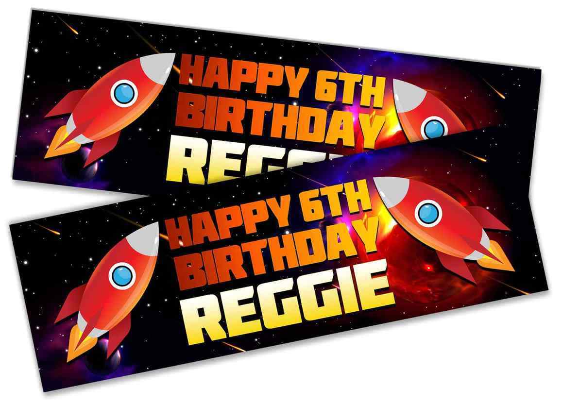 Personalised Birthday Banners Space Design Children Kids Party Decoration 88