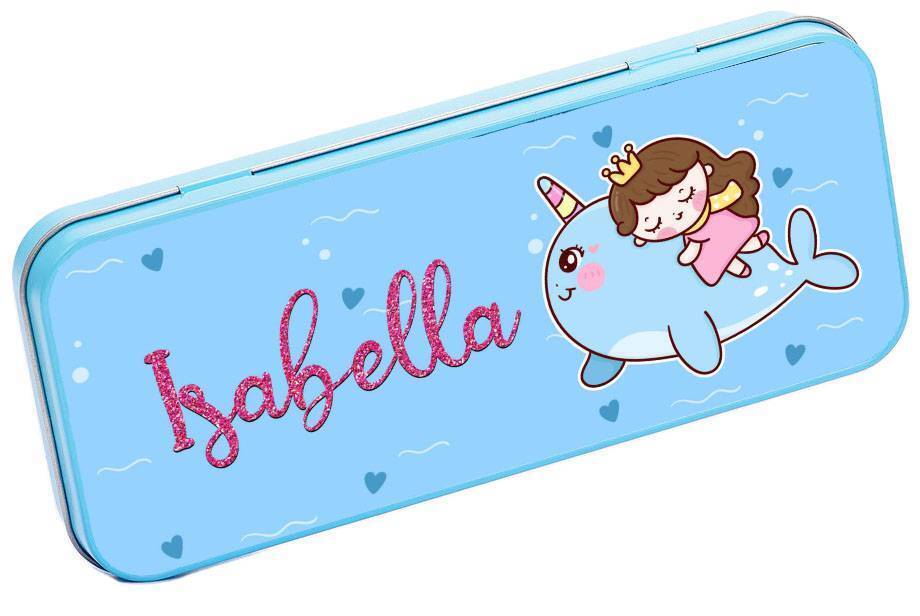 Personalised Any Name Generic Pencil Case Tin Children School Kids Stationary 34