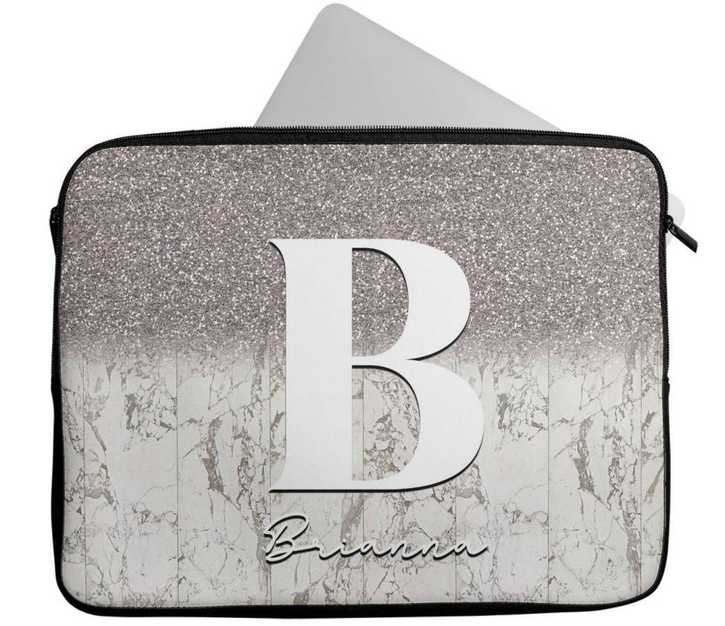 Personalised Any Name Marble Glitter Design Laptop Case Sleeve Tablet Bag 91