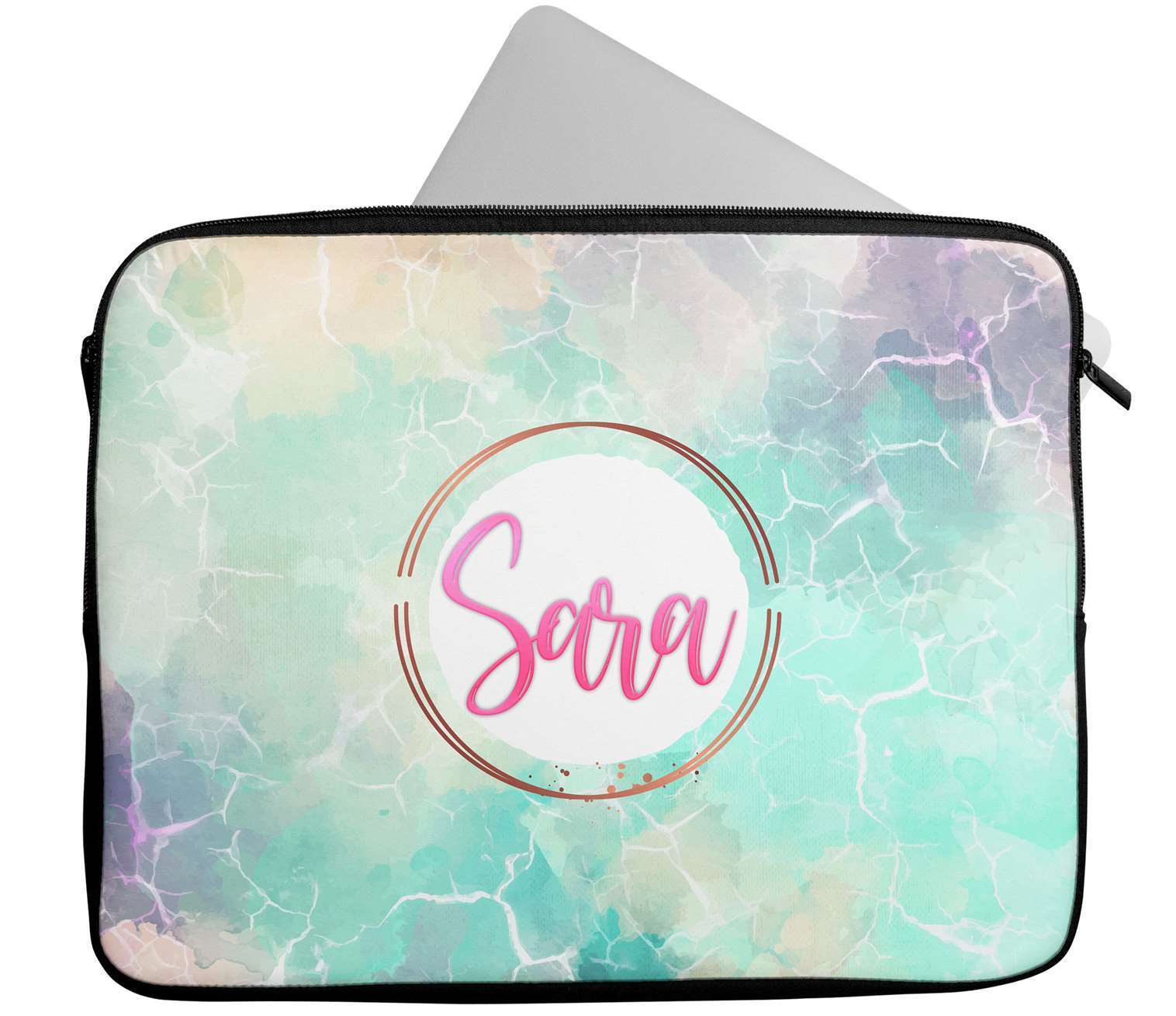 Personalised Any Name Marble Glitter Design Laptop Case Sleeve Tablet Bag 33