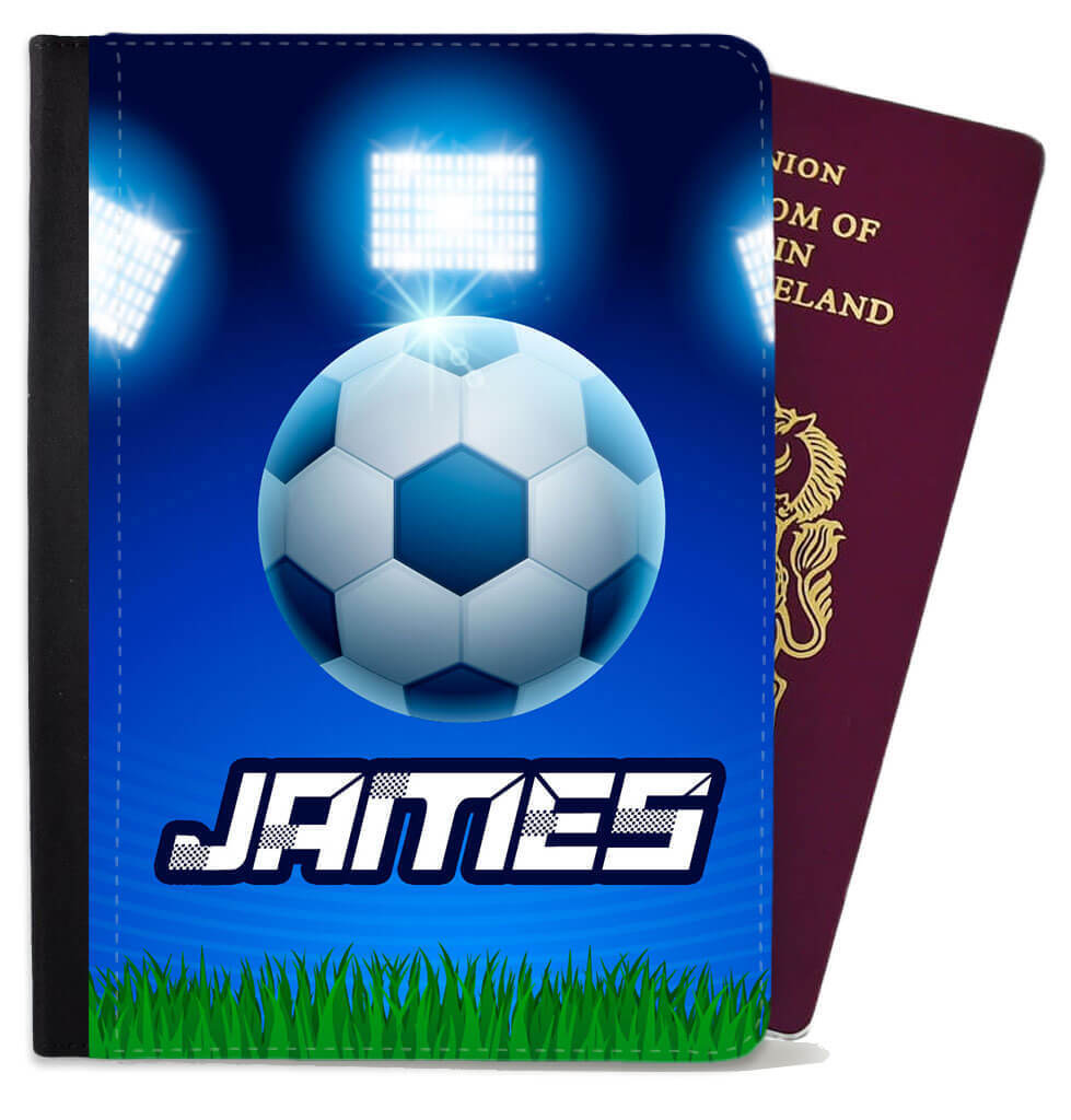 Personalised Football kids Passport Cover Holder Any Name Holiday Accessory 22