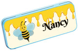 Personalised Any Name Bee Pencil Case Tin Children School Kids Stationary 16